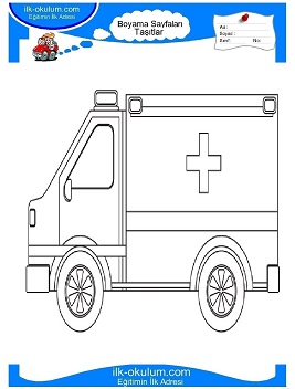 Çocuklar İçin Ambulans Boyama Sayfaları 